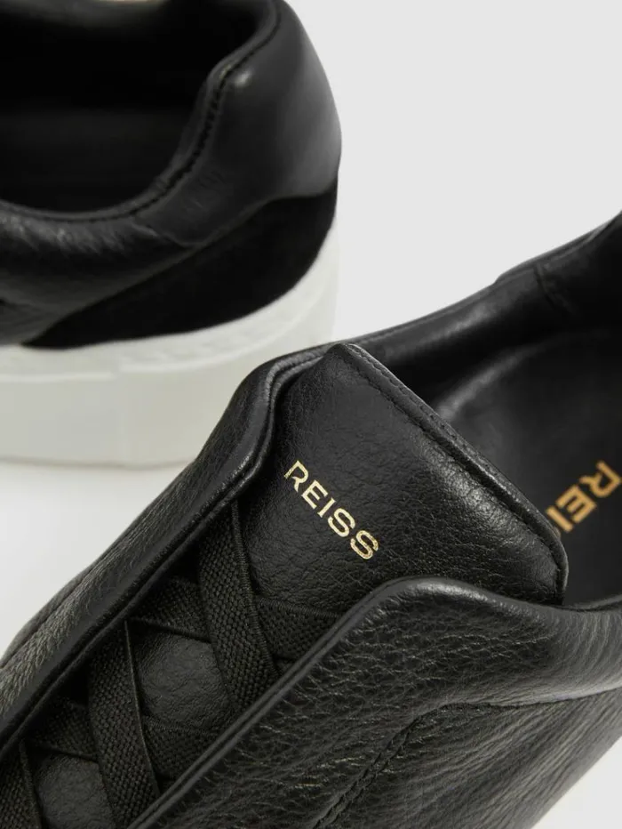 REISS Sneakers Women Leather SlipOn Trainers Black