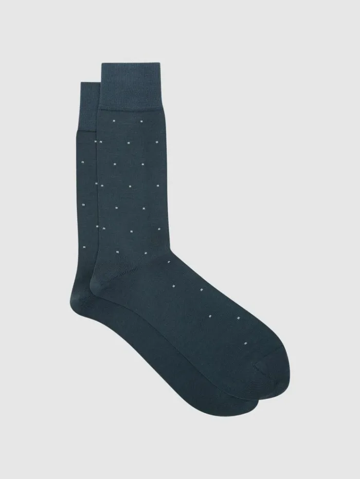 REISS Socks and Underwear Men Polka Dot Socks Airforce Blue