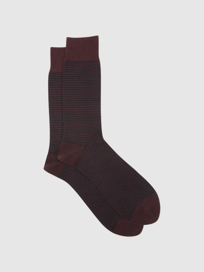 REISS Socks and Underwear Men Striped Socks Bordeaux
