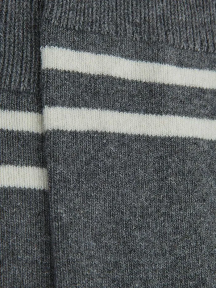 REISS Socks and Underwear Men Wool Blend Striped Crew Socks Grey Melange