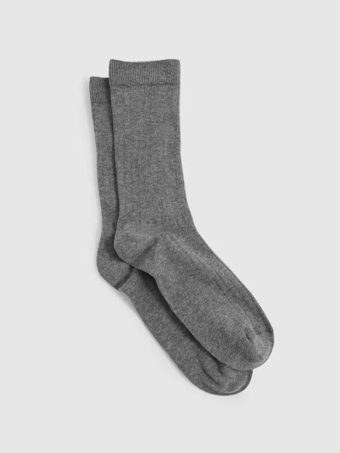 REISS Socks Women Cotton Blend Ribbed Loafer Socks Charcoal