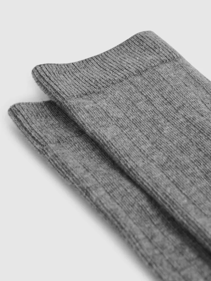 REISS Socks Women Cotton Blend Ribbed Loafer Socks Charcoal