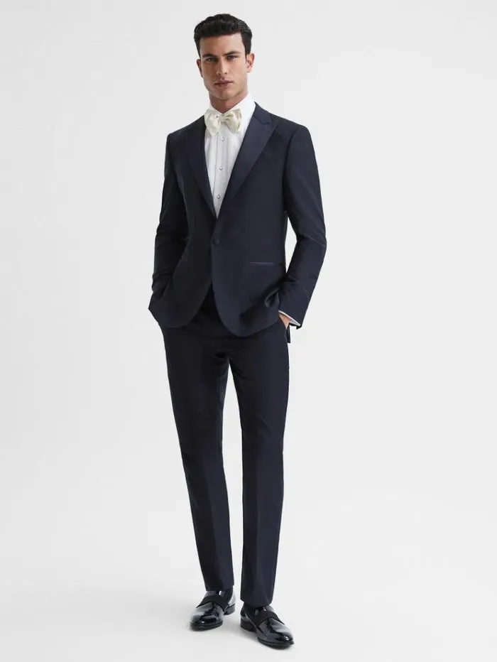 REISS Suits and Tailoring Men Modern Fit Tuxedo Trousers Navy