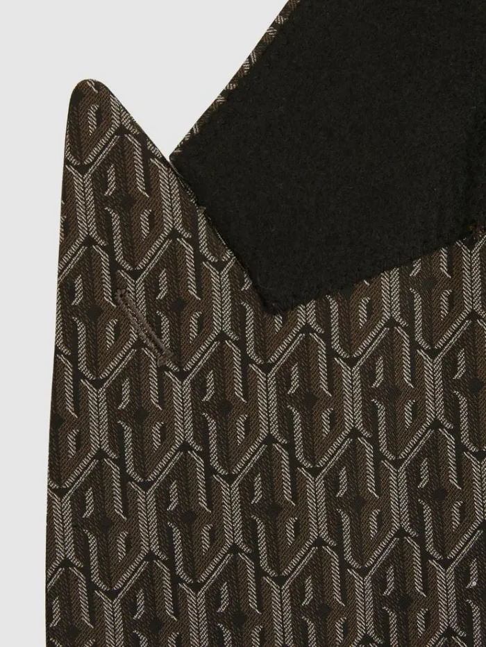 REISS Suits and Tailoring Men MonogramJacquard Twill Blazer Chocolate Brown