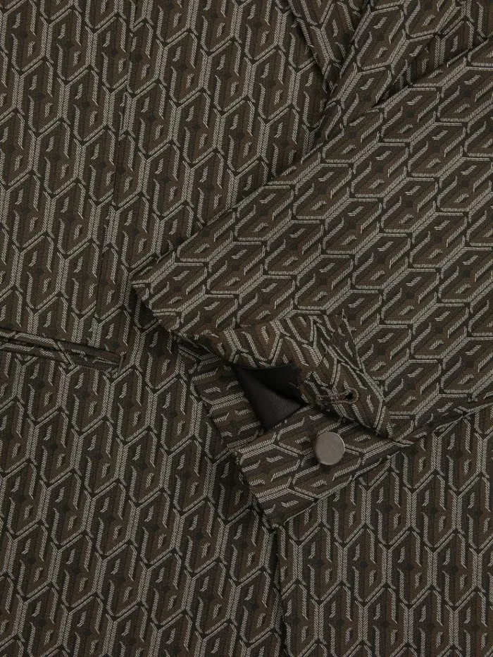 REISS Suits and Tailoring Men MonogramJacquard Twill Blazer Chocolate Brown
