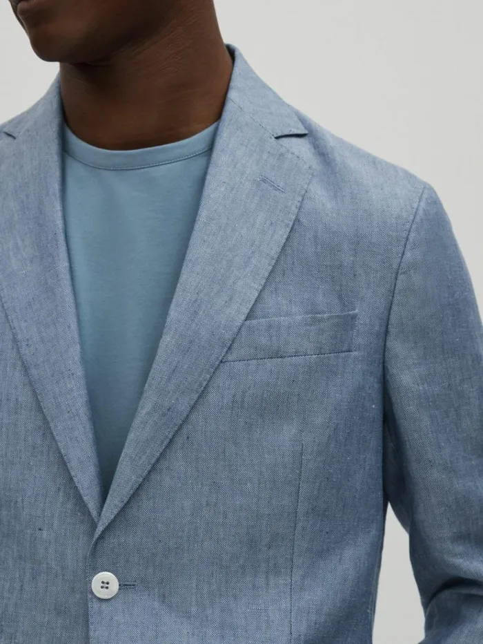 REISS Suits and Tailoring Men Oscar Jacobson 100 Linen Single Breasted Blazer Dark Blue