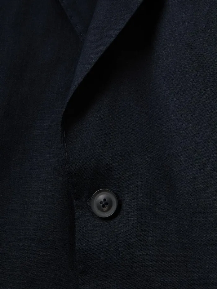 REISS Suits and Tailoring Men Slim Fit Single Breasted Linen Blazer Navy