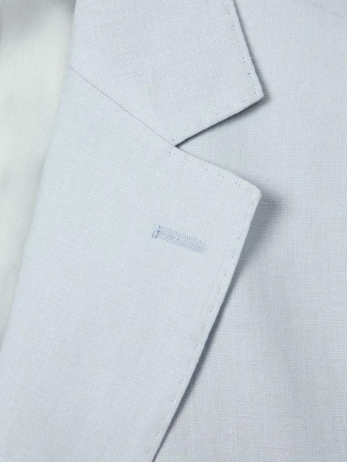 REISS Suits and Tailoring Men Slim Fit Single Breasted Linen Blazer Soft Blue