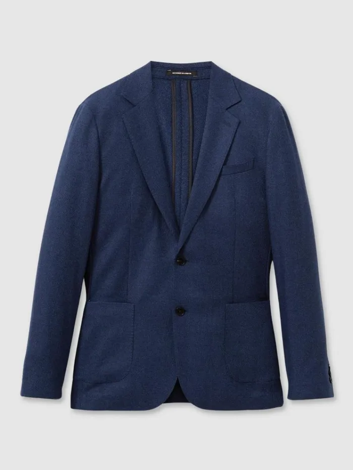 REISS Suits and Tailoring Men WoolSilk Single Breasted Twill Blazer Bright Indigo Melange