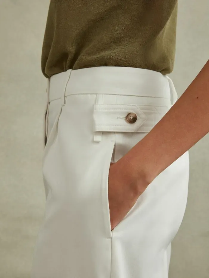 REISS Suits and Tailoring Women Cotton Wide Leg Suit Trousers White