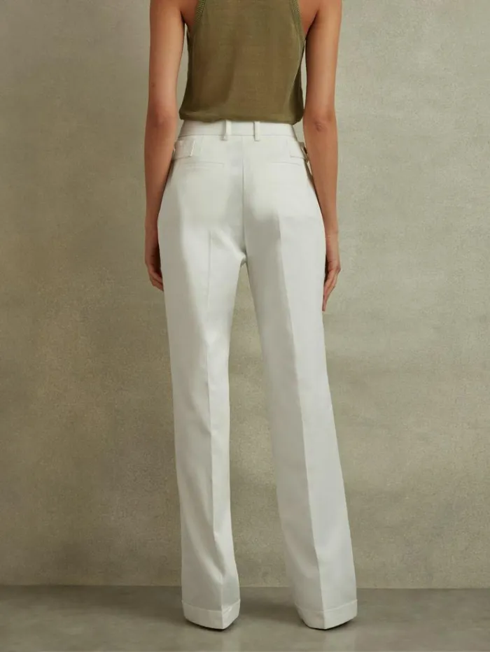 REISS Suits and Tailoring Women Cotton Wide Leg Suit Trousers White