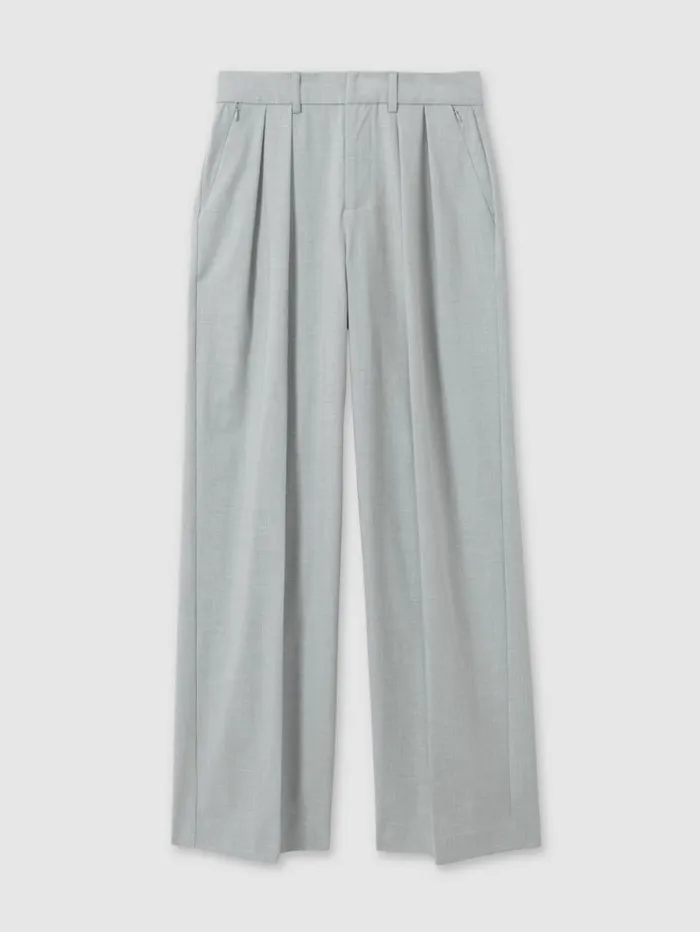 REISS Suits and Tailoring Women Pleated Sharkskin Suit Trousers Grey