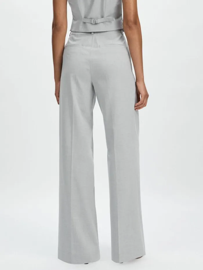 REISS Suits and Tailoring Women Pleated Sharkskin Suit Trousers Grey