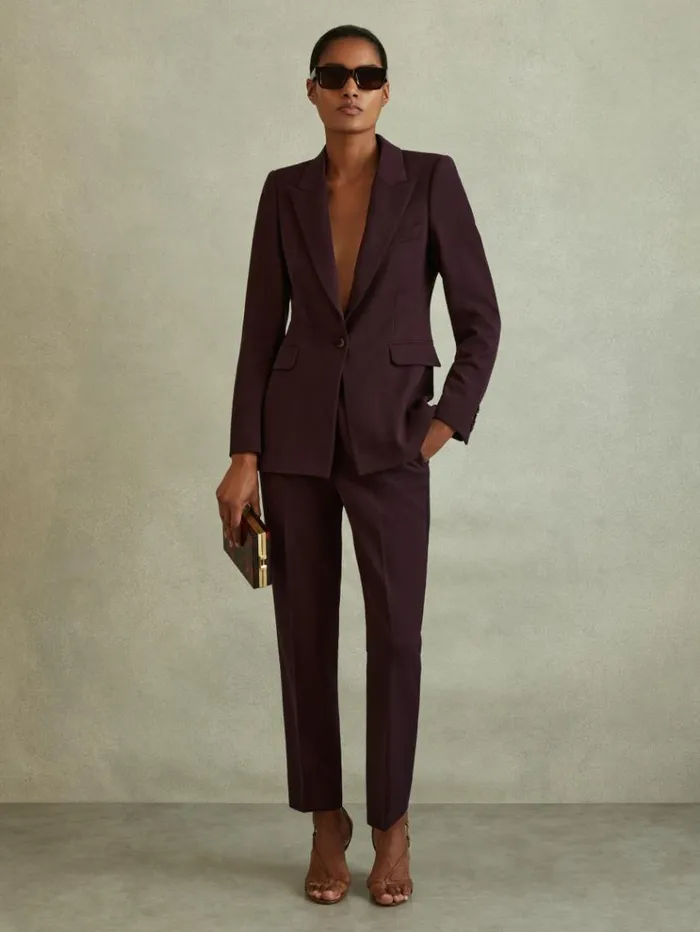 REISS Suits and Tailoring Women Tailored Single Breasted Suit Blazer Berry