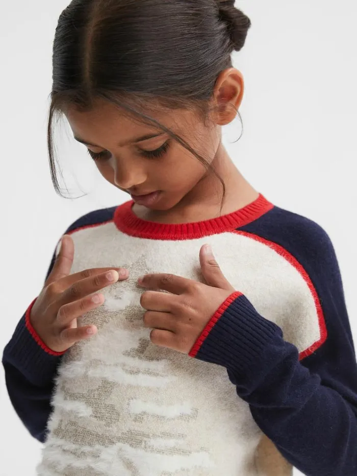 REISS Sweaters Children Casual Knitted Festive Jumper Blue