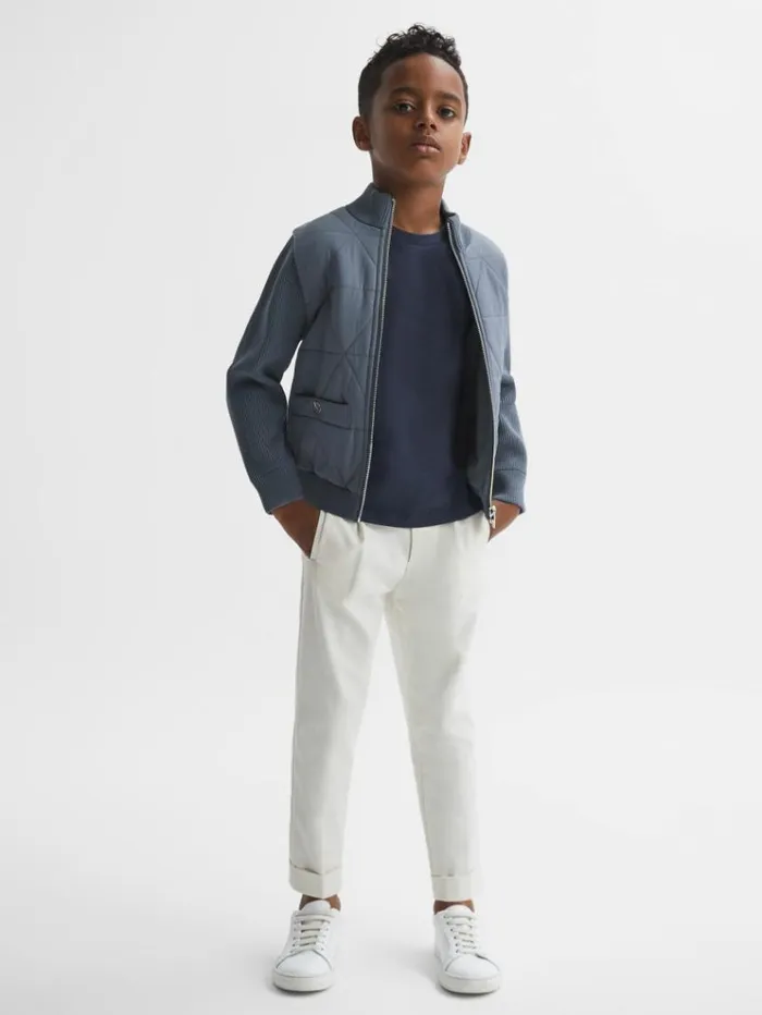 REISS Sweaters Children Hybrid ZipThrough Quilted Jacket Airforce Blue