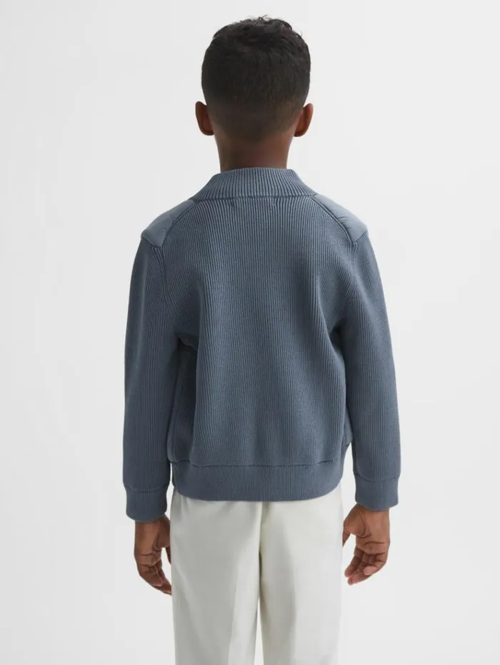 REISS Sweaters Children Hybrid ZipThrough Quilted Jacket Airforce Blue