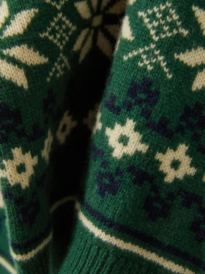REISS Sweaters Children Merino FairIsle Jumper Greenblueecru