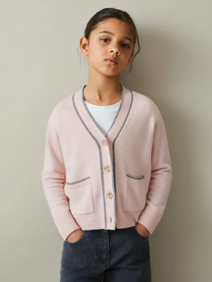 REISS Sweaters Children Relaxed WoolCashmere Cardigan Pink