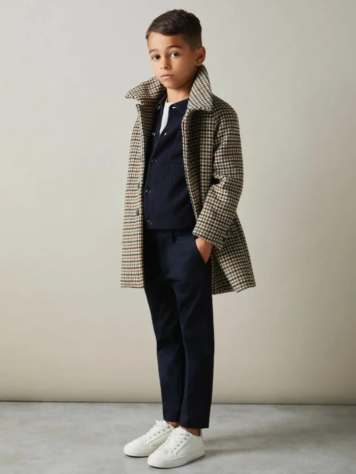 REISS Sweaters Children Wool Cable Knit Cardigan Navy