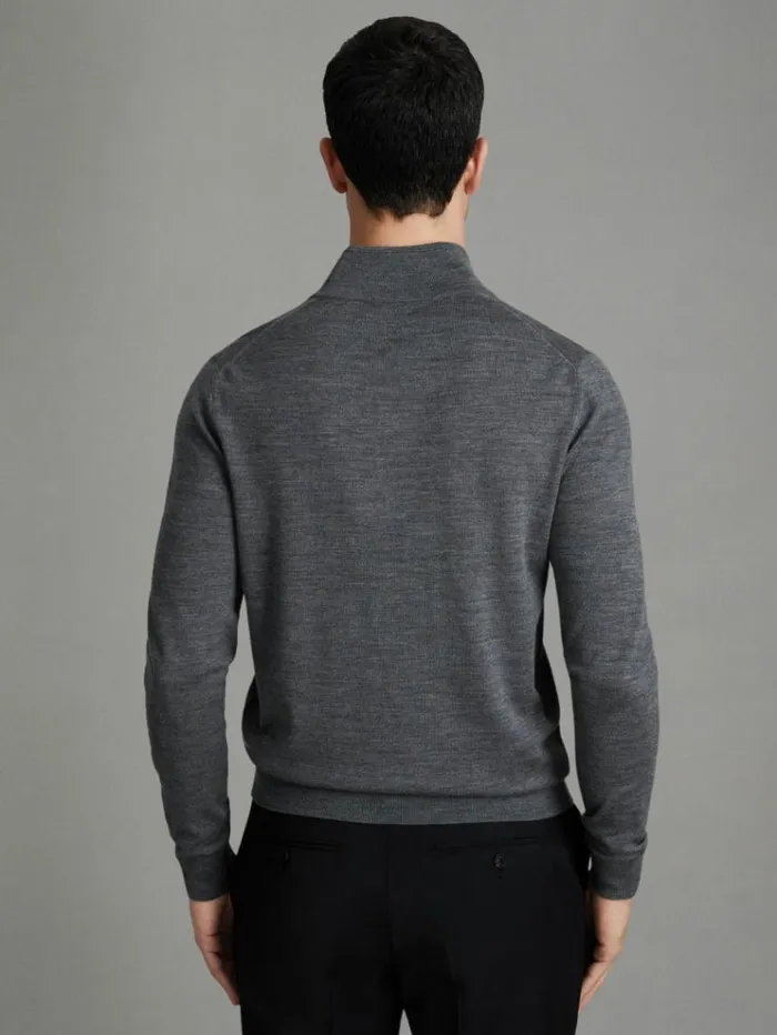 REISS Sweaters Men 2 Pack Of Merino Wool ZipNeck Jumpers Navyderby Grey Marl