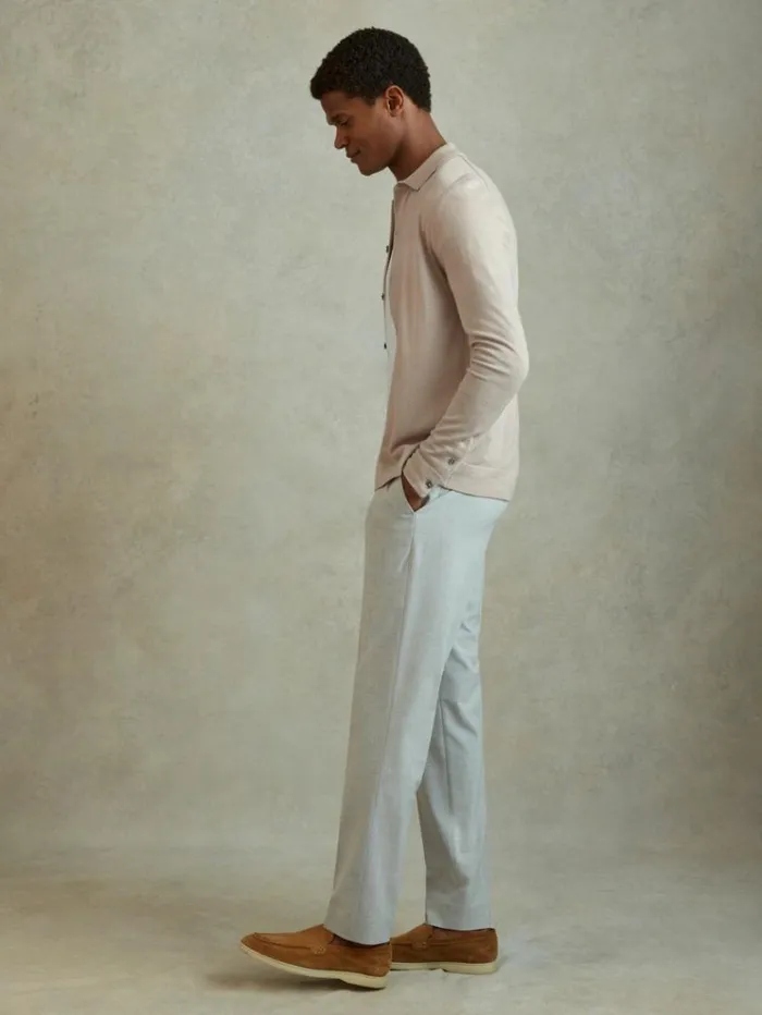 REISS Sweaters Men Merino Wool ButtonThrough Cardigan Washed Stone