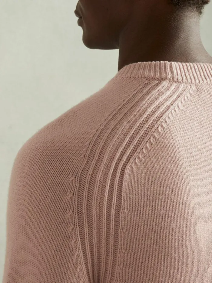REISS Sweaters Men Wool Blend Raglan Sleeve Jumper Soft Pink