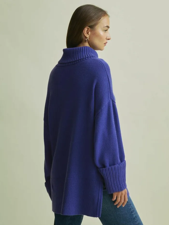 REISS Sweaters Women Florere Roll Neck Jumper Bright Blue