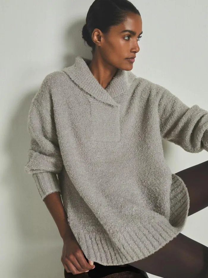 REISS Sweaters WomenMen Reiss Les 100 Ciels Boucl Jumper With Wool Grey