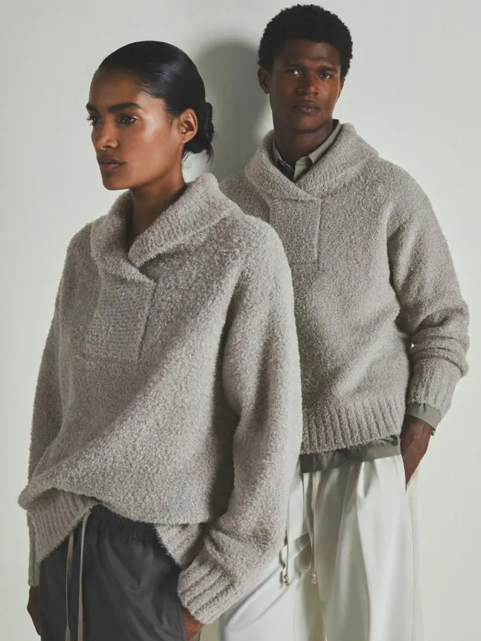 REISS Sweaters WomenMen Reiss Les 100 Ciels Boucl Jumper With Wool Grey