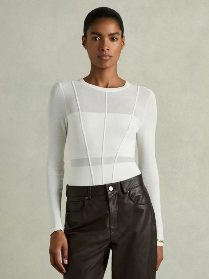 REISS Sweaters Women Seamed RollNeck Top White