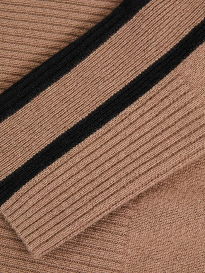 REISS Sweaters Women Wool Blend Colourblock Crew Neck Jumper With Cashmere Minkblack