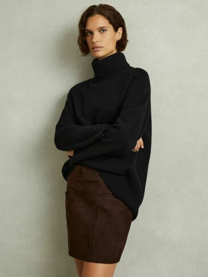 REISS Sweaters Women WoolCashmere RollNeck Jumper Black