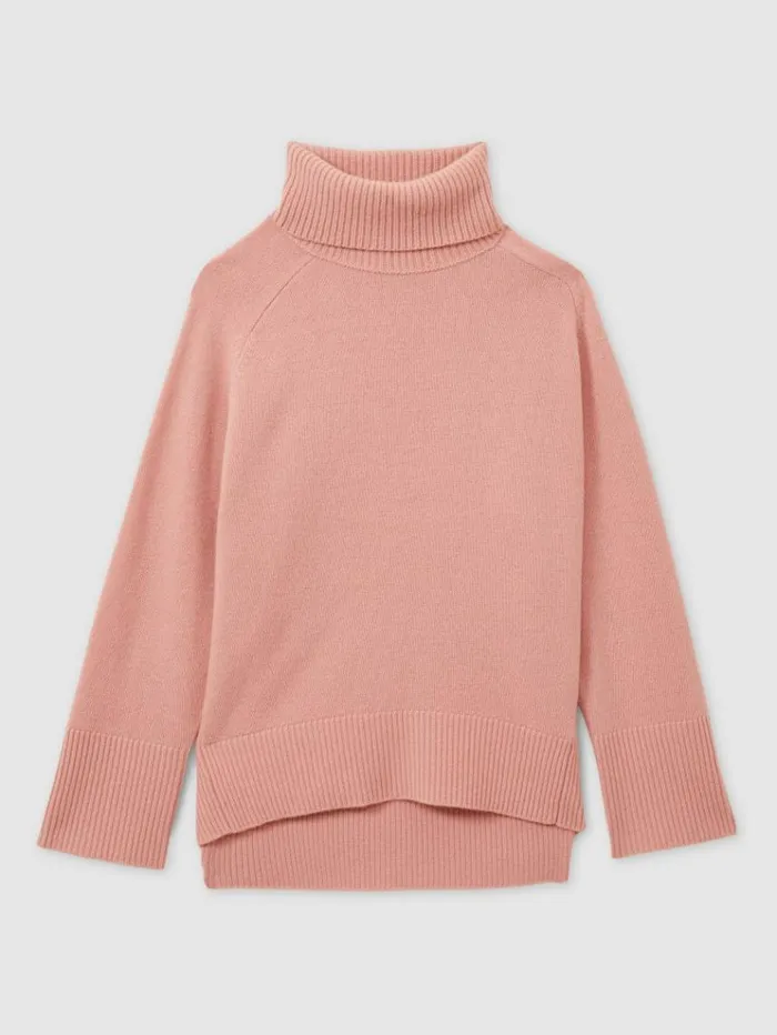 REISS Sweaters Women WoolCashmere RollNeck Jumper Soft Pink