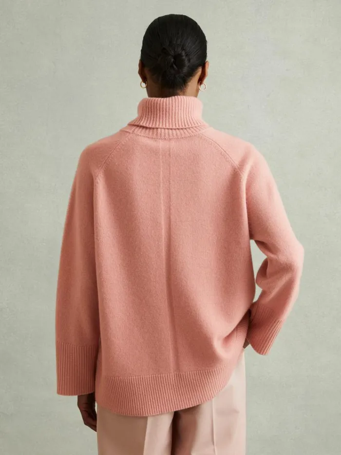 REISS Sweaters Women WoolCashmere RollNeck Jumper Soft Pink
