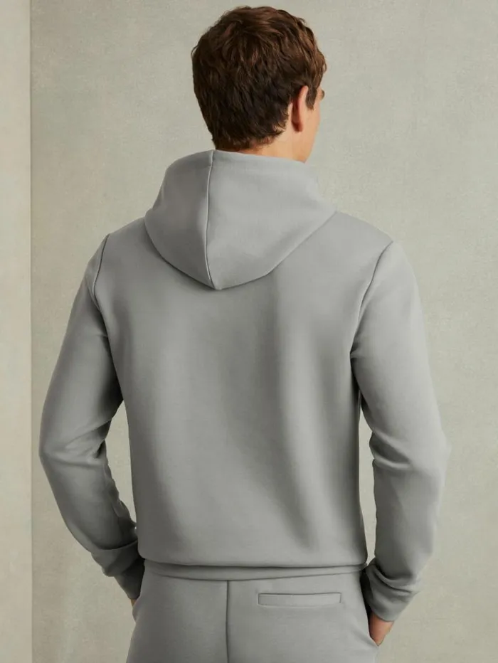 REISS Sweats Hoodies and Joggers Men Interlock Jersey Hoodie Flint Grey REISS Sweats Hoodies and Joggers Men Interlock Jersey Hoodie Flint Grey