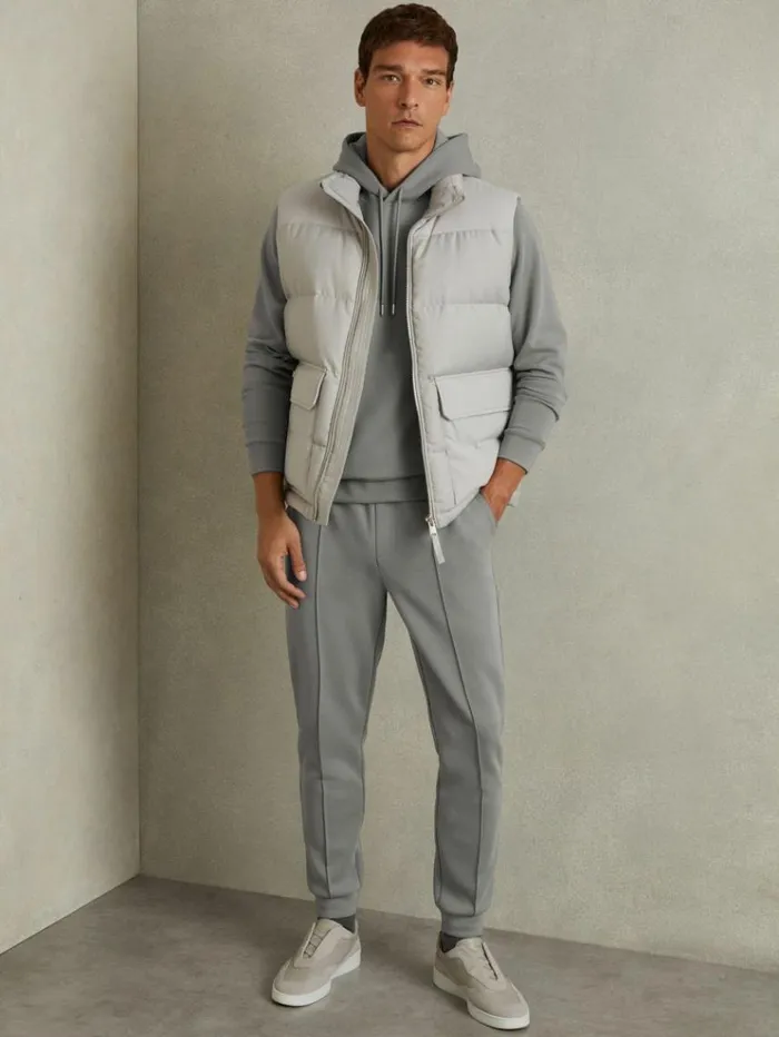 REISS Sweats Hoodies and Joggers Men Interlock Jersey Hoodie Flint Grey REISS Sweats Hoodies and Joggers Men Interlock Jersey Hoodie Flint Grey