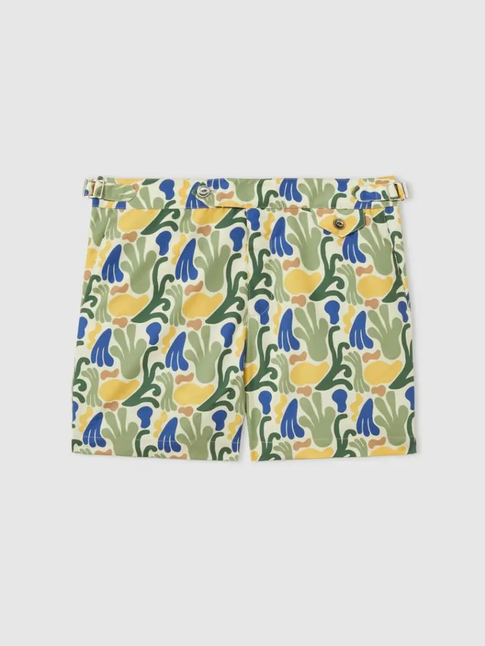 REISS Swimwear Men Hemingsworth IkatPrint Swim Shorts Green