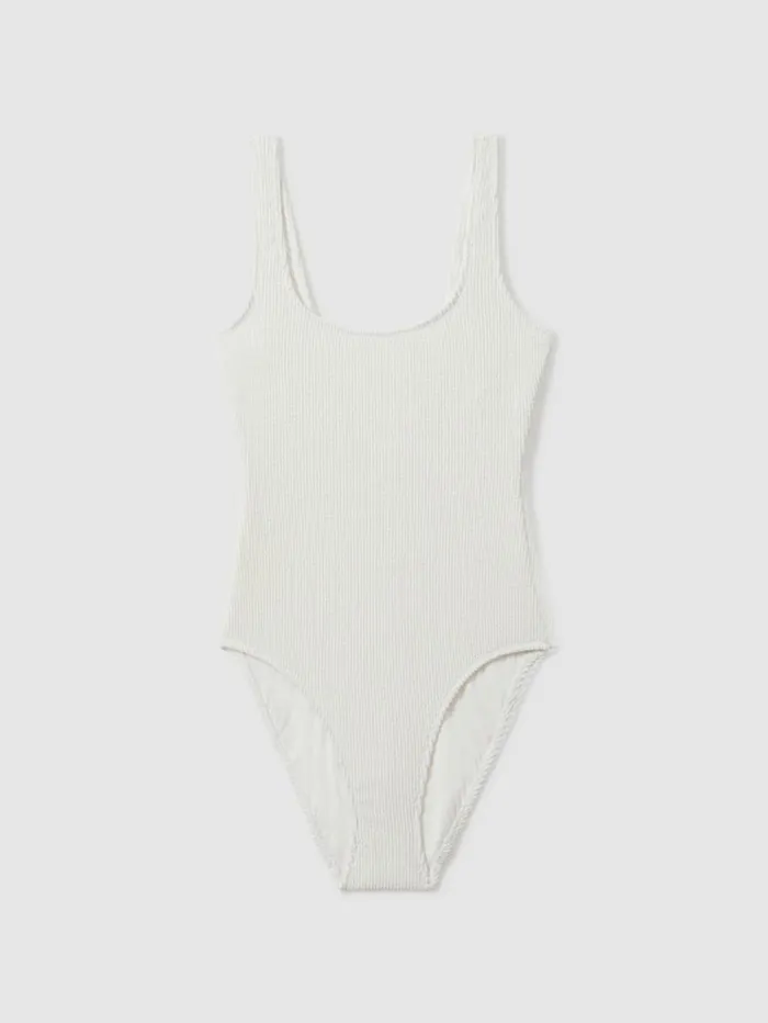 REISS Swimwear Women Always Fits Textured Swimsuit Cloud White