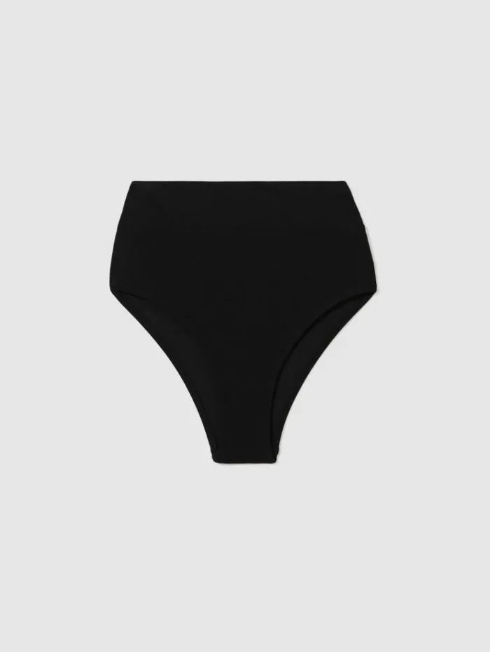 REISS Swimwear Women High Rise Bikini Bottoms Black