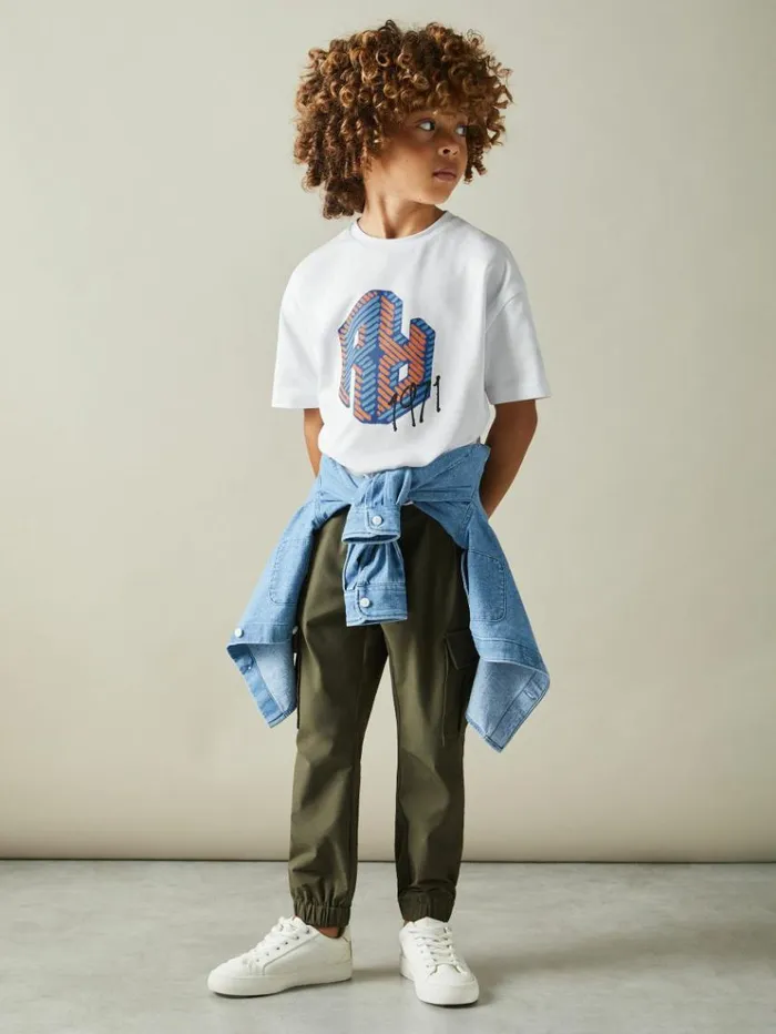REISS TShirts Children Oversized Cotton Graffiti Print Crew Neck TShirt Optic White REISS TShirts Children Oversized Cotton Graffiti Print Crew Neck TShirt Optic White