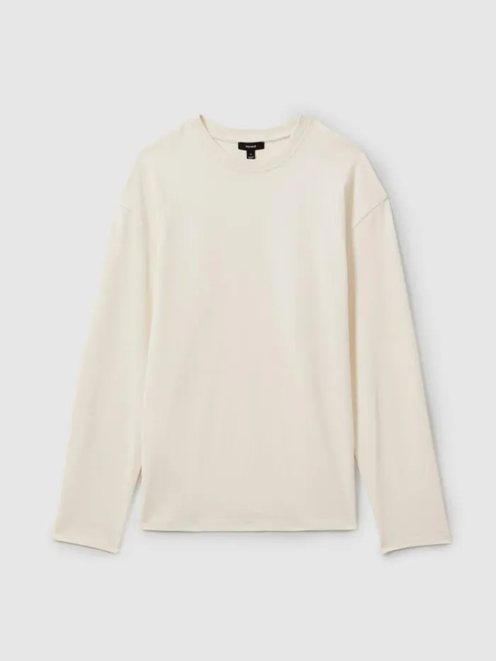 REISS TShirts Men Cotton Crew Neck Long Sleeve TShirt Off White