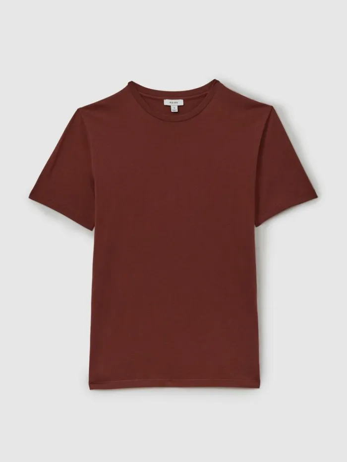 REISS TShirts Men Cotton Crew Neck TShirt Red Brick