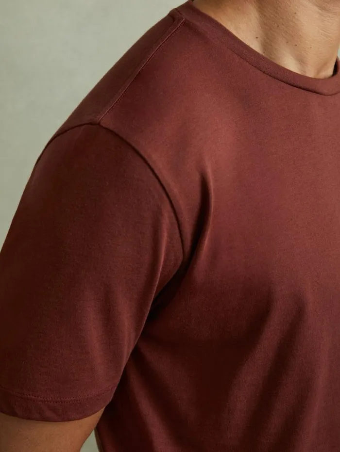 REISS TShirts Men Cotton Crew Neck TShirt Red Brick