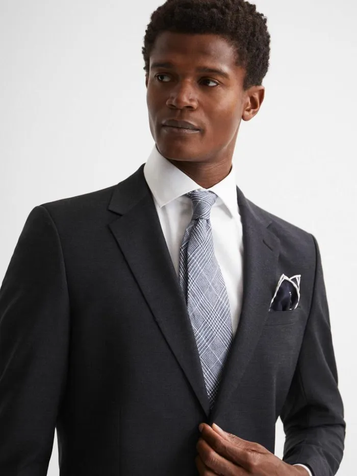 REISS Ties and Pocket Squares Men Plain Silk Pocket Square Navy