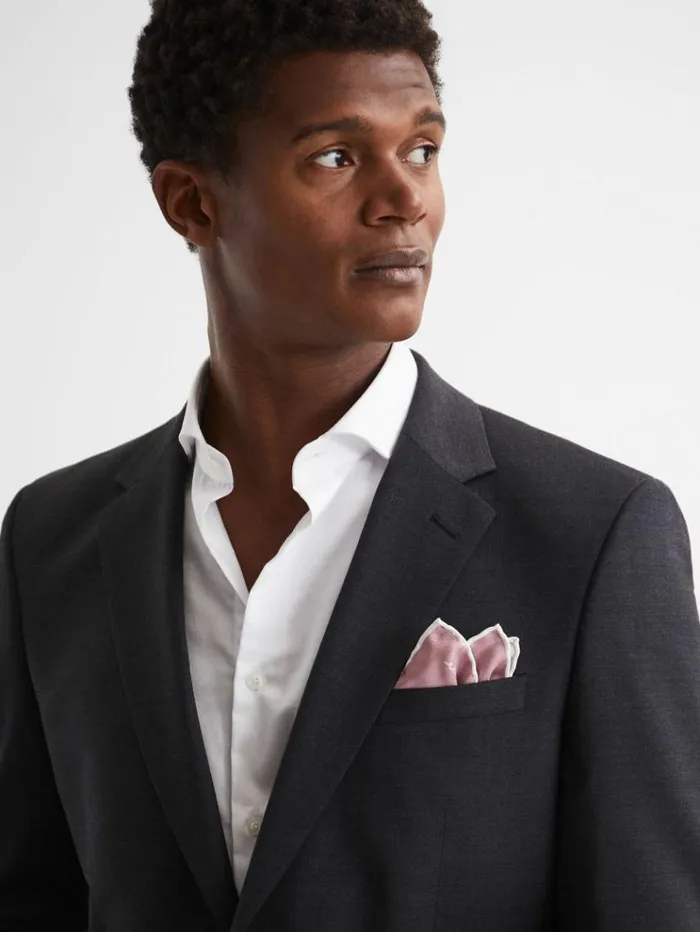 REISS Ties and Pocket Squares Men Plain Silk Pocket Square Pink