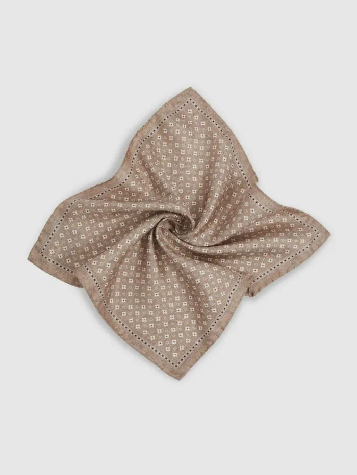 REISS Ties and Pocket Squares Men Reversible Silk Pocket Square Oatmeal