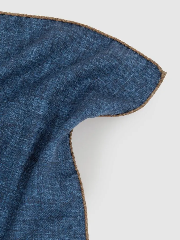 REISS Ties and Pocket Squares Men Reversible Silk Pocket Square Tobaccoblue