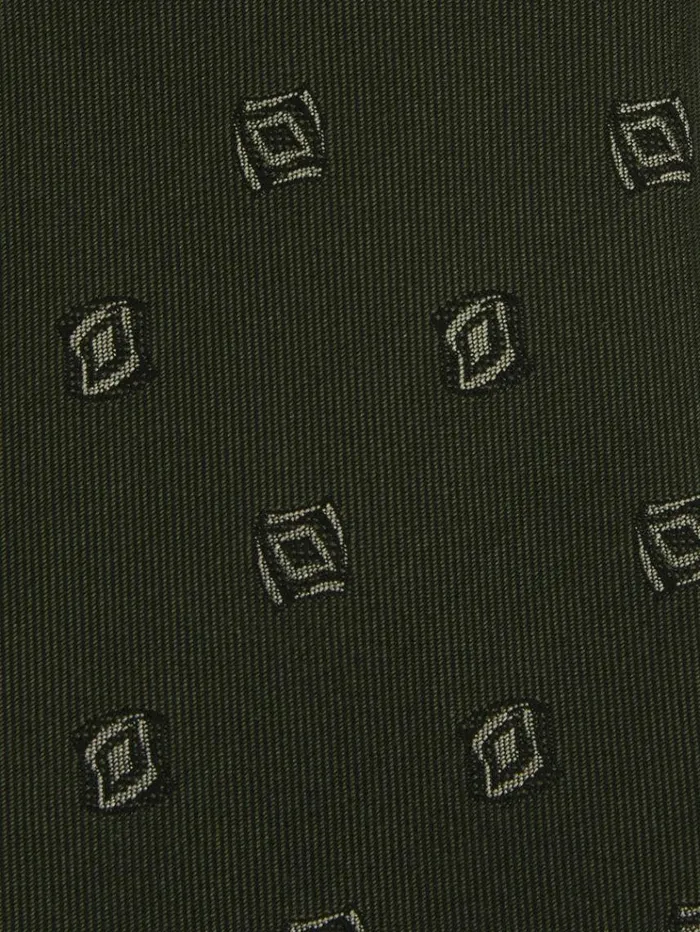 REISS Ties and Pocket Squares Men Silk Blend Jacquard Tie Forest Green