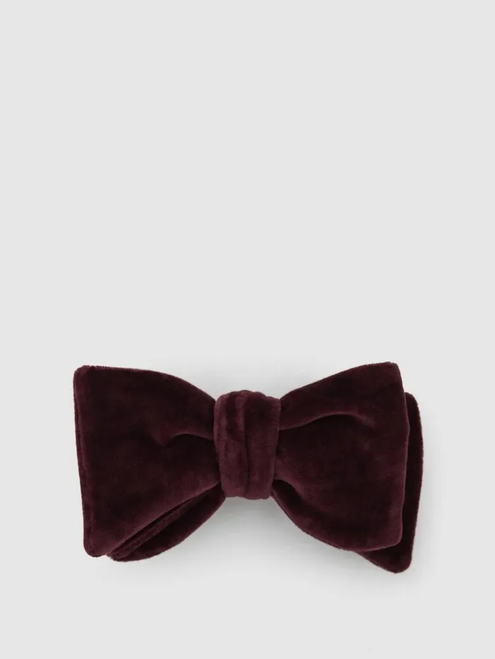 REISS Ties and Pocket Squares Men Velvet Bow Tie Bordeaux